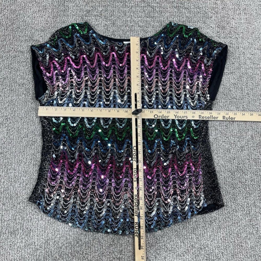 Vintage Joanna Top Womens Large Sequin Party Disco Blouse Festival Retro 70s 80s - Picture 3 of 6